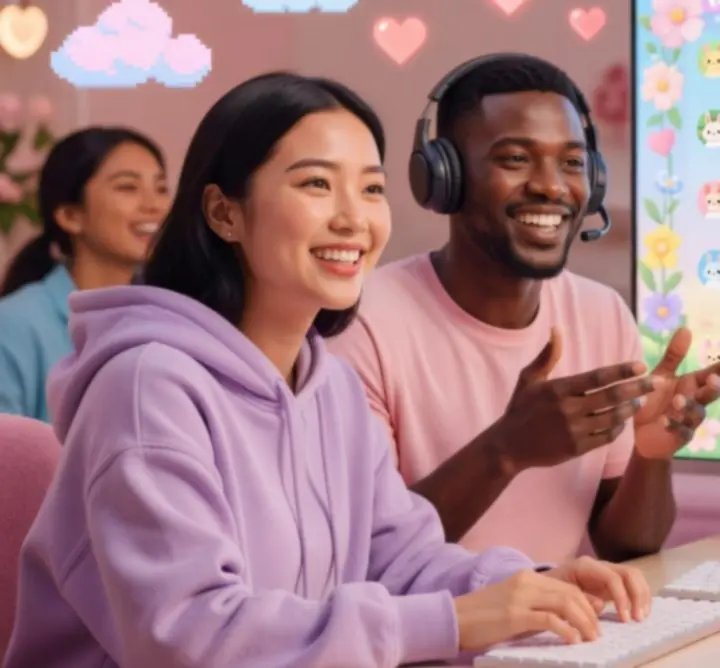 Joueuses et joueurs d’Adorable Adventures discutant dans une ambiance cosy