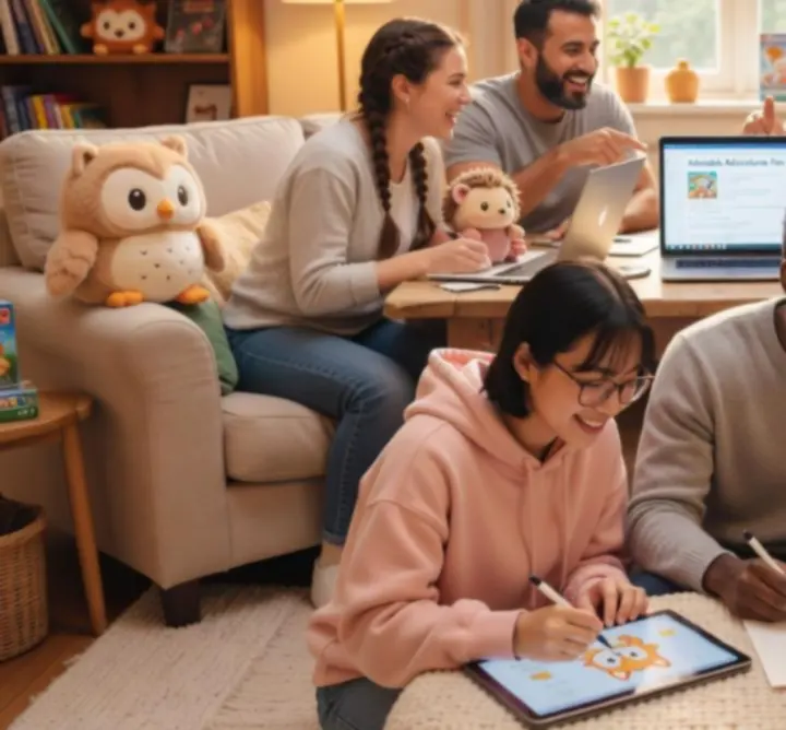 Groupe de fans partageant leur enthousiasme autour d'Adorable Adventures