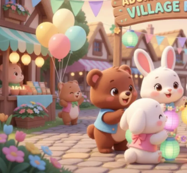 Scènes de gameplay mémorables montrant des festivals colorés et des moments de partage dans le village.